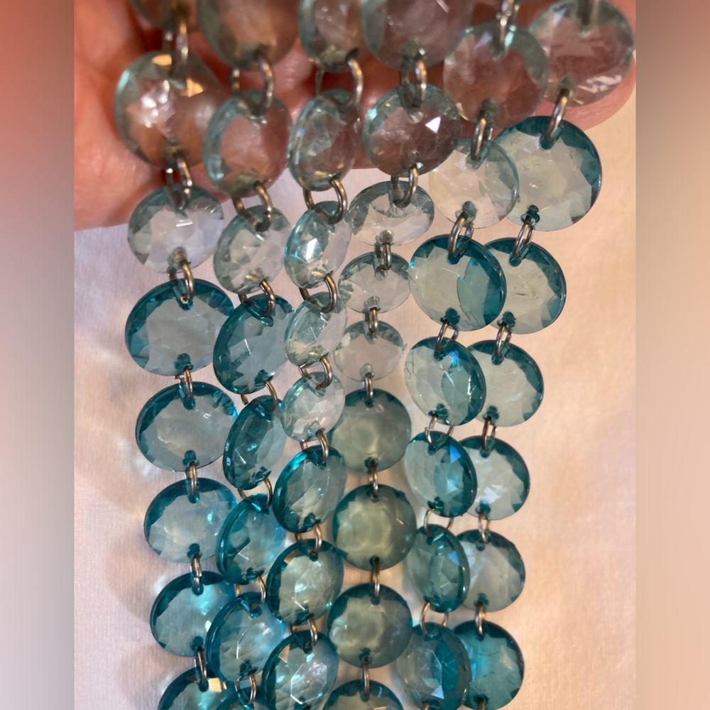 Chico’s Multi Strands Gradient Teal Colored Beads… - image 4